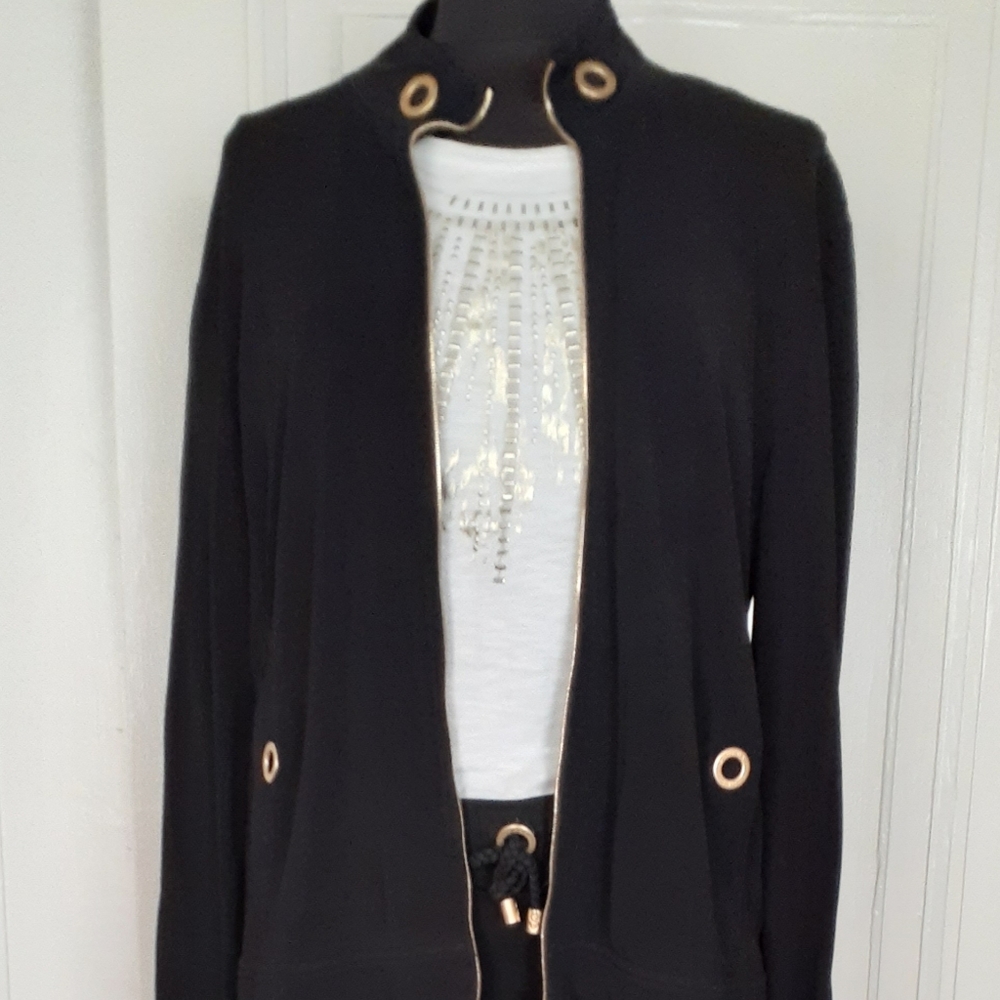 Escada knit suit with gold embellishments